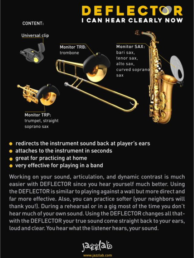 Deflector voor saxofoon, trompet, trombone - JazzLab