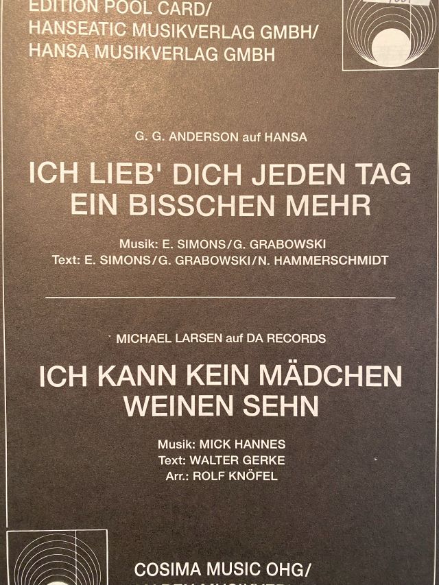 Ich Lieb' Dig Jeden Tag Ein Bisschen Mehr   Ich Kann Kein Madchen Weinen Sehn