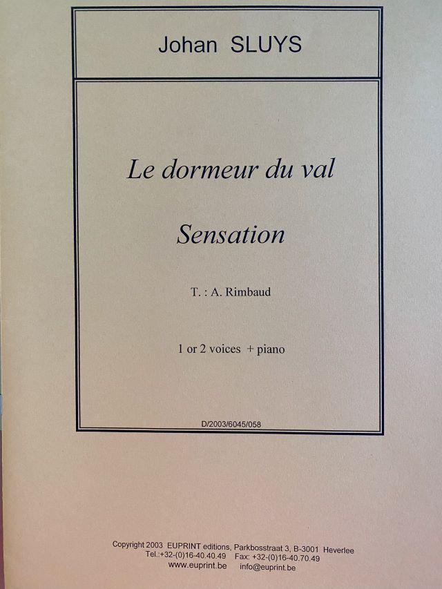 Le dormeur du val - Johan Sluys - 2 voices + piano
