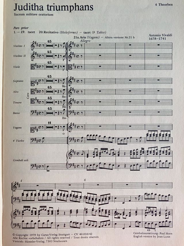 Juditha Triumphans - Sacrum Militare Oratorium RV 644 - Antonio Vivaldi