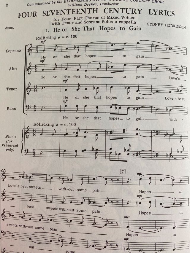 Four Seventeenth Century Lyrics - SATB - Sydney Hodkinson