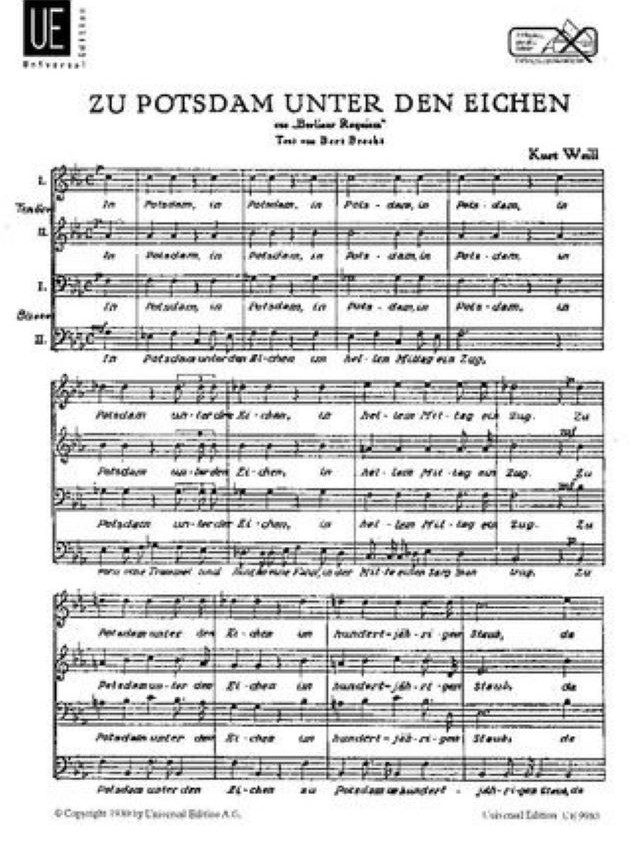 Zu Potsdam unter den Eichen - TTBB - Kurt Weill