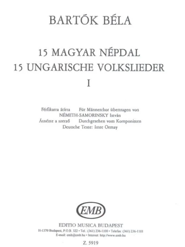 15 Ungarische Volkslieder vol 1 - Bartok