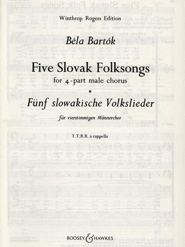 Five Slovak Folksongs - TTBB A Cappella - Bela Bartok
