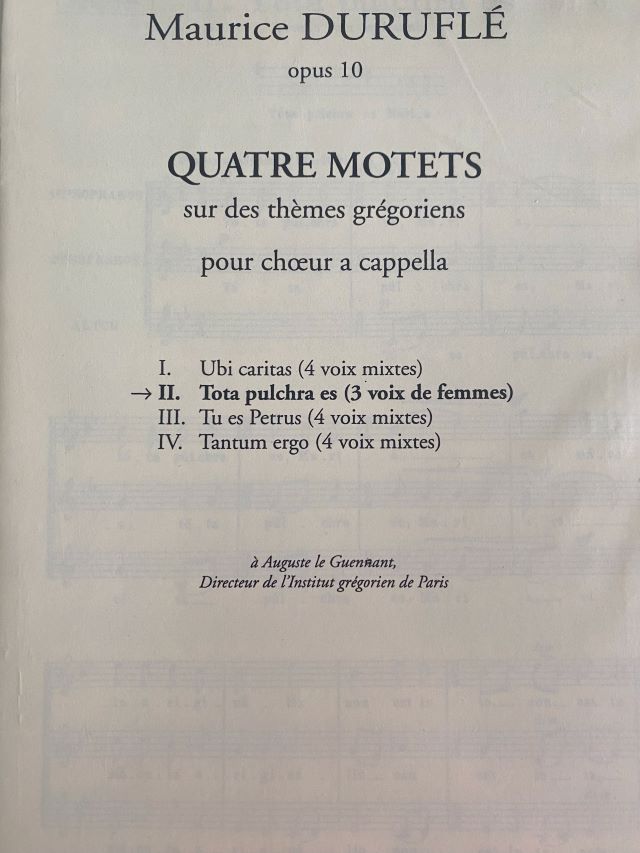 Quatre Motets Op. 10 - II. Tota Pulchra Es - SSA A Cappella - Maurice Duruflé