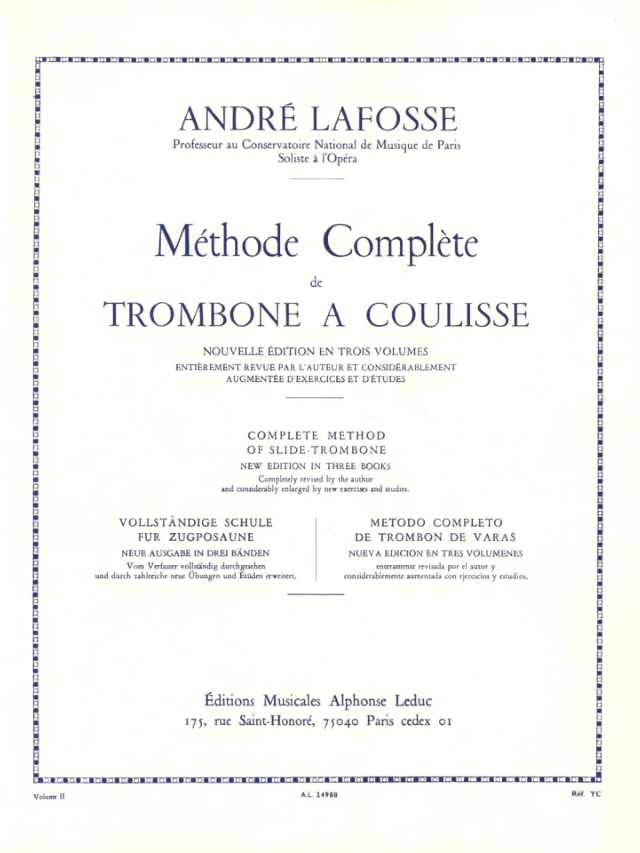 Methode Complète de Trombone à Coulisse Volume 2 - André Lafosse