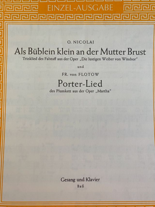 Als Büblein klein an der Mutter Brust - Porter Lied - Otto Nicola - Frierdich von Flotow