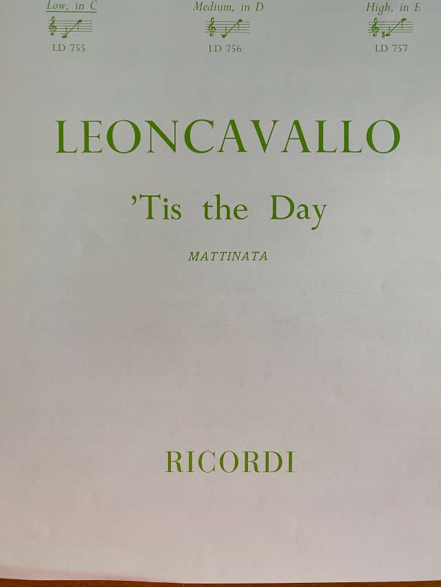 Leoncavalio - Tis the day